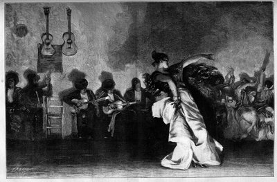 El Jaleo - Çingene Dansları. Gitaristler ve flamenko dansçısı. John Singer Sargent