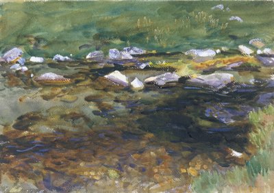 Brook ve Meadow, c.1907 (wc, guaş ve beyaz dokuma kağıt üzerine grafit) by John Singer Sargent
