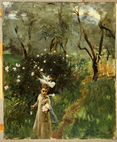 Alacakaranlıkta Çiçek Toplama by John Singer Sargent