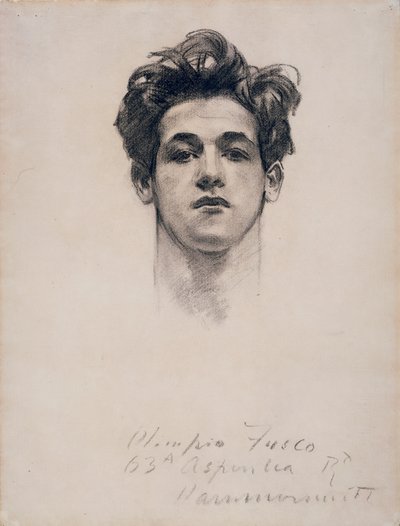 Olimpio Fusco, c.1900-10 (kağıt üzerinde kömür ve kütük) by John Singer Sargent