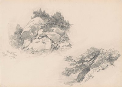 Rocks and Brush, Hintersee, Almanya, 1871 (duvar kağıdı üzerinde grafit) by John Singer Sargent