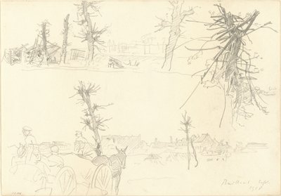 Yıkılmış Bir Manzaradaki Askerler [recto] by John Singer Sargent