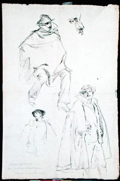 Venedik Sokak Sahnesi Çalışması (kağıt üzerine mürekkep) by John Singer Sargent