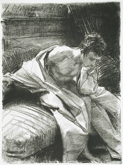 Oturan Bir Genç Adamın İncelenmesi, 1895 by John Singer Sargent