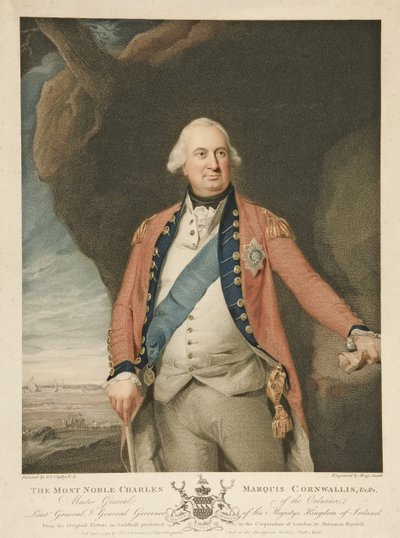 En Asil Charles Marquis Cornwallis, pub. 1798 (renkli gravür) by John Singleton (after) Copley