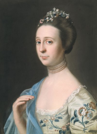 Bayan Henry Hill (Anna Barrett), c.1765-1770 (keten üzerine monte edilmiş kağıt üzerine pastel) by John Singleton Copley