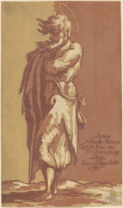 Erkek Aziz Ayakta, Kolları Katlanmış, Sola Bakmış by John Skippe after Parmigianino