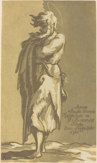 Erkek Aziz Ayakta, Kolları Katlanmış, Sola Bakmış by John Skippe after Parmigianino