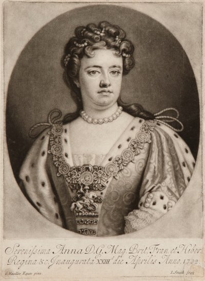 Kraliçe Anne (mezzotint) by John Smith