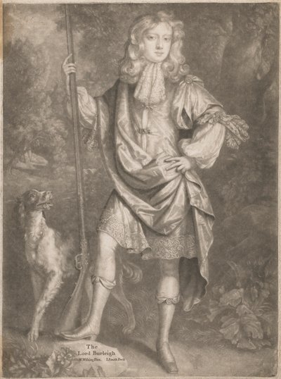 Lord Burleigh [ayakta duran bir genç olarak, elinde bir tabanca ve yanında bir İspanyol köpeği] by John Smith