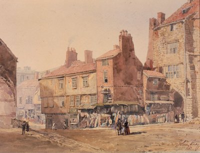 Evler, King Street, Kara Kapıya yakın (kalem ve mürekkep) by John Storey