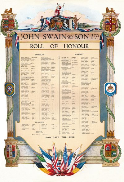 John Swain & Son Ltd. Onur Listesi, 1917 by John Swain and Son