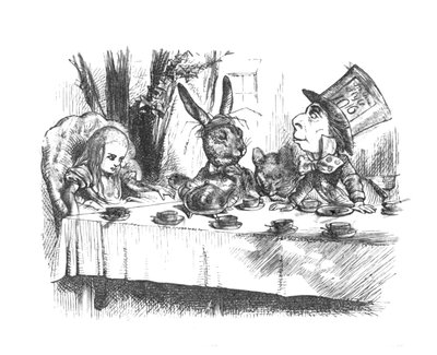 Alice, Çılgın Şapkacılar çay partisinde, 1889 by John Tenniel