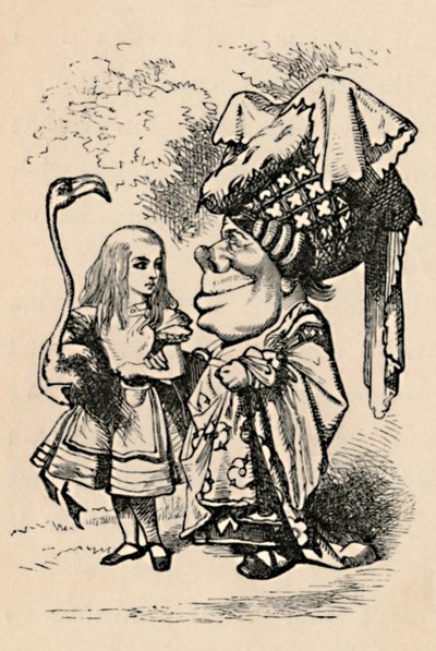 Alice, leylek taşıyor ve Düşes ile konuşuyor, 1889 by John Tenniel
