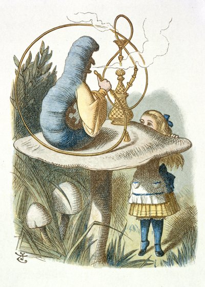Alice mavi tırtılla tanışır by John Tenniel