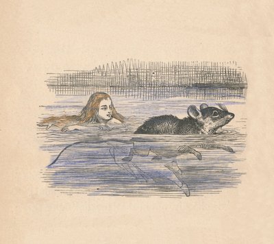 Alice havuzda fareyle yüzerken, 1889 by John Tenniel