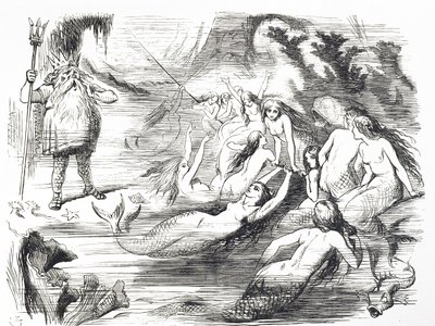 Atlantik Telgraf Kablosunu döşemek için ikinci girişim hakkında yorum yapan çizgi film by John Tenniel