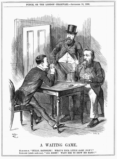 Lord Randolph Churchill (solda) İrlandalı politikacı Charles Stewart Parnell