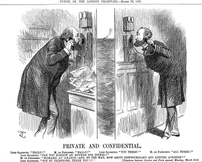 Özel ve Gizli, İngiliz-Fransız telefon hattının açılması, 1891 by John Tenniel
