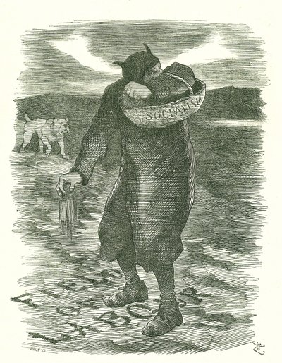 Tares Ekim: Sosyalizmin İngiliz işgücü arasında yayıldığı korkusu. John Tenniel karikatürü Punch, Londra, 27 Şubat 1886. by John Tenniel