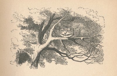 Cheshire Kedisi solmaya başlar, gülümsemesi son giden, 1889 by John Tenniel