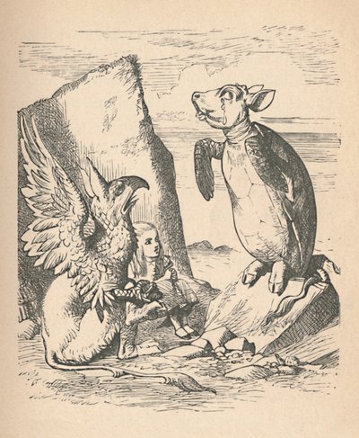 Sahte Kaplumbağa, Grifon ve Alice, 1889 by John Tenniel