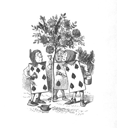 Gül Çalılarını boyayan oyun kağıtları, 1889 by John Tenniel
