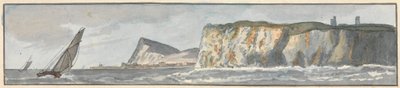 The South Foreland ve Shakespeare's Cliff (bir binek üzerindeki beş çizimden biri) by John Thomas Serres