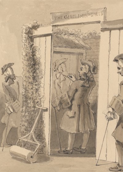 Hogarth Zamanının Dışında Kalarak Bir Mekanın Kapısına Sahabesinin Figürünü Çizer, Bütün Dostları Büyük Hayranlık Görür by John Thomas Smith