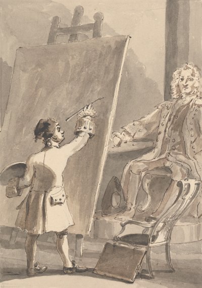 Hogarth, Foundling Hastanesi İçin Yüzbaşı Coram'ın Resmini Yapıyor by John Thomas Smith