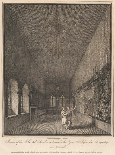 Eski duvar halısı kaldırılmadan önceki 1800 yılında olduğu gibi Boyalı Oda'nın içi by John Thomas Smith