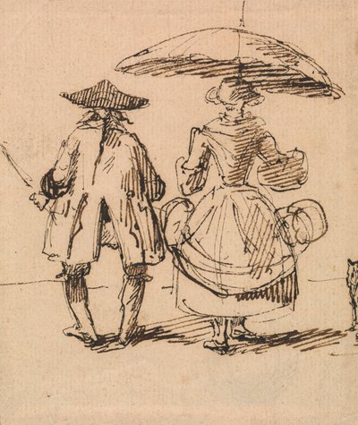 Joseph Nollekens RA ve Bayan Nollekens: Pergel çifti ve kumpas çifti yan yana by John Thomas Smith