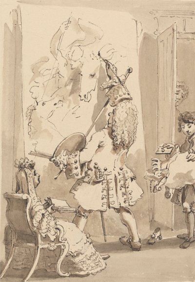 Sir James Thornhill'in Oğlu Leydi Thornhill'in Huzurunda Paketi ve Bir Mektubu Teslim Etmek İçin Efendisinin Resim Odasına Giriyor by John Thomas Smith