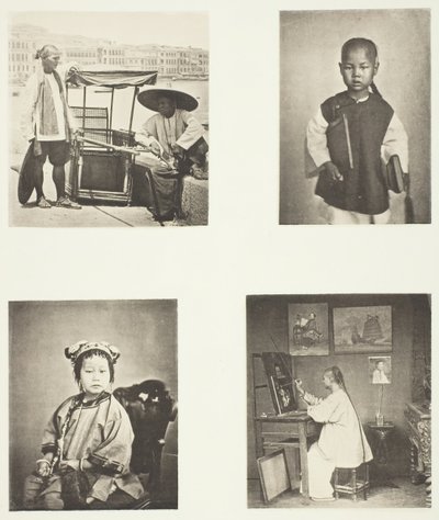 Bir Hong-Kong Sedan Sandalye, Bir Çinli Okul-Oğlan, Bir Çinli Kız, Bir Hong-Kong Sanatçısı, c. 1868. by John Thomson