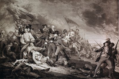 General Warren'ın Bunker's Hill Savaşı'nda Ölümü, 17 Haziran 1775, Anthony C. de Poggi tarafından yayınlandı, Londra 1798 by John Trumbull