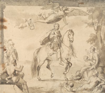 "George I'in Atlı Portresi" dekorasyonu için Hazırlık Çalışması by John Vanderbank