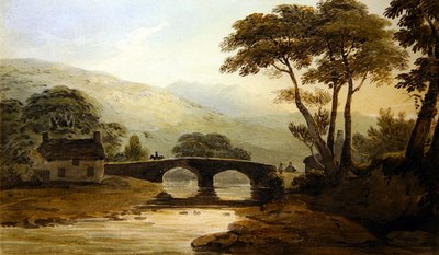 Beddgelert Köprüsü (kağıt üzerine sulu boya) by John Varley