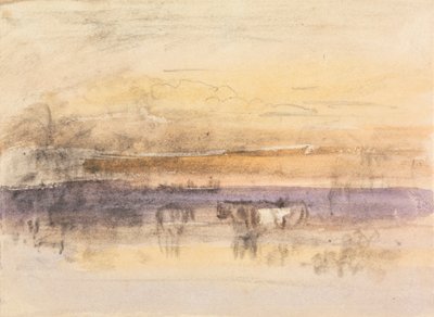 Gün Batımında Sığır Sulaması by John Varley