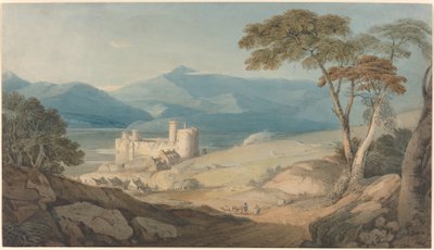 Harlech Kalesi ve Snowdon by John Varley