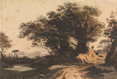 Bir Yolun ve Bir Derenin Yanında Bir Ağaç Yığını Olan Manzara by John Varley