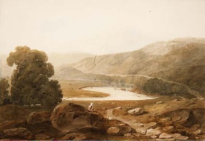 No.1607 Vale of the River Mawddach, Galler, c.1805 (kağıt üzerine suluboya ve siyah tebeşir) by John Varley