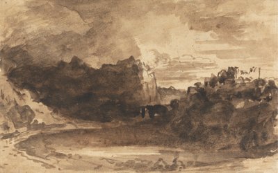 Kayalıklar ve Kale ile Romantik Manzara by John Varley