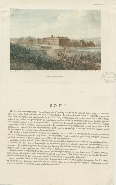 Soho Fabrikası: renkli gravür, nd [c 1798] by John Walker