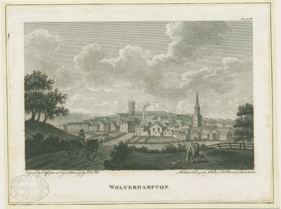 Wolverhampton - Güney Batı Görünümü: gravür, nd [c 1796] by John Walker