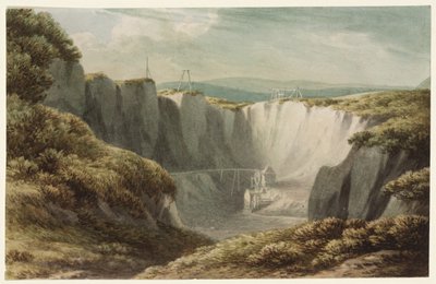 The Tin Mine at Carclaise, Cornwall, c.1800 (kağıt üzerinde wc) by John Warwick