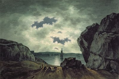 Ay Işığında Körfez Manzarası by John Warwick Smith