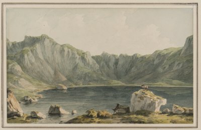 Llyn Idwal, ona yaklaşırken Llyn Ogwen, Carnarvonshire, c.1795 (kağıt üzerinde wc) by John Warwick Smith