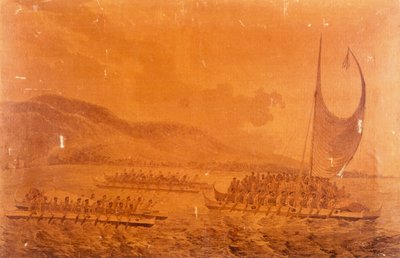 Kaptan James Cook ile buluşacak kanolar by John Webber