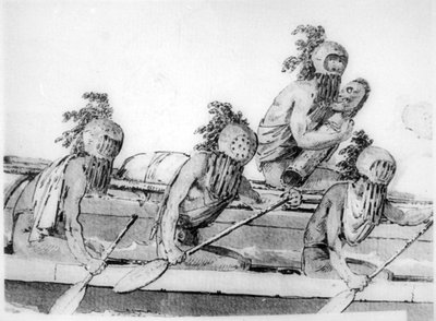Kürekli çift kano, Hawaii, 18. yüzyıl by John Webber