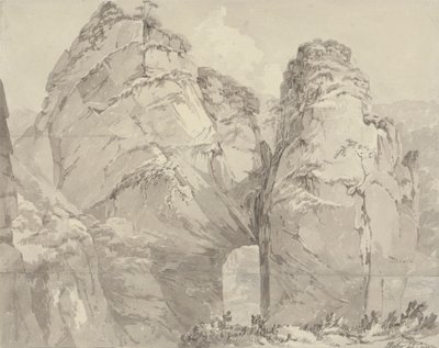 Renard's Hole, Dovedale, Derbyshire'dan görünüm by John Webber